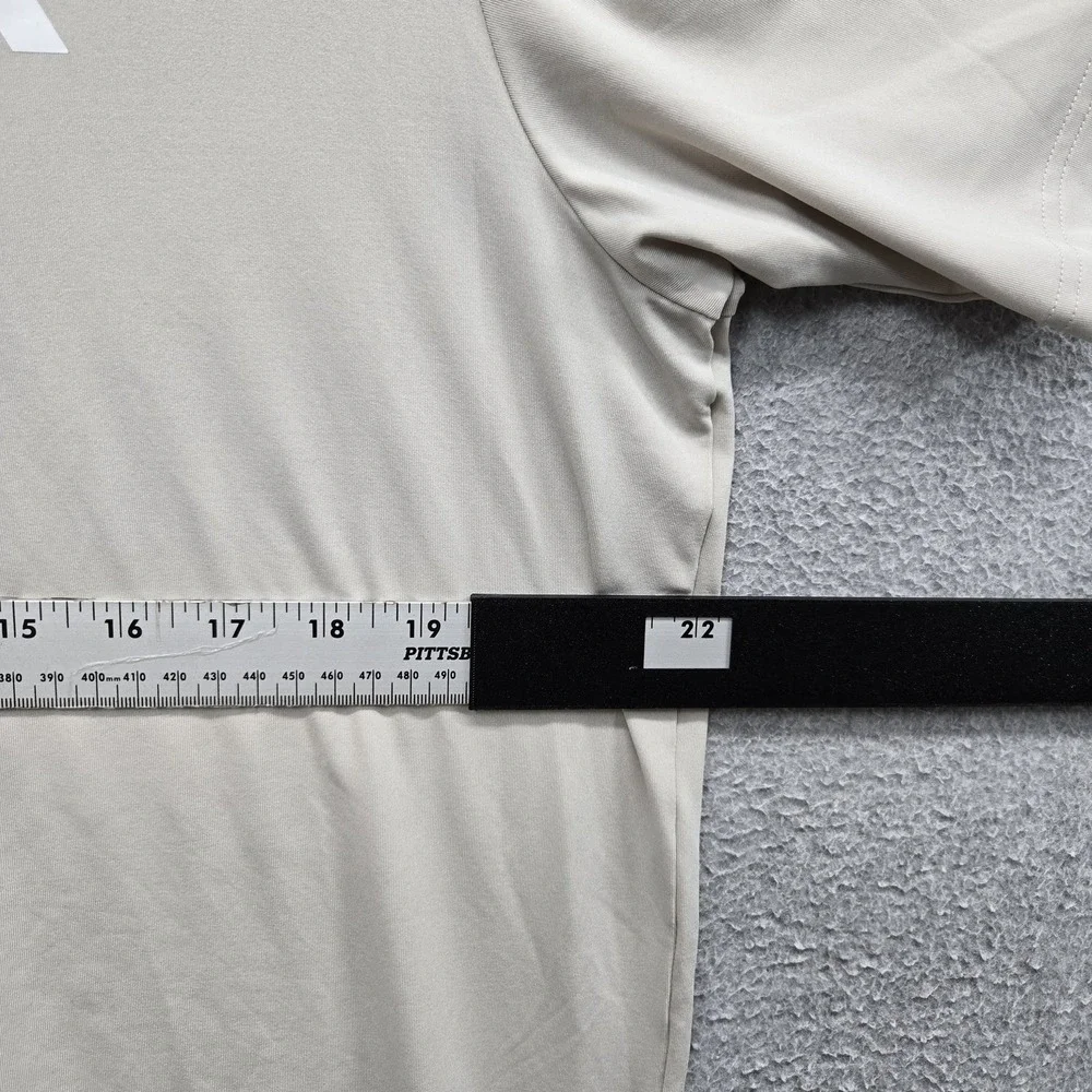Adidas Men Shirt L Beige JX5410 Activewear Logo Short Sleeve
